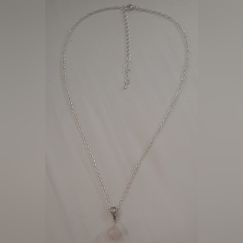 925 silver plated rose quartz necklace